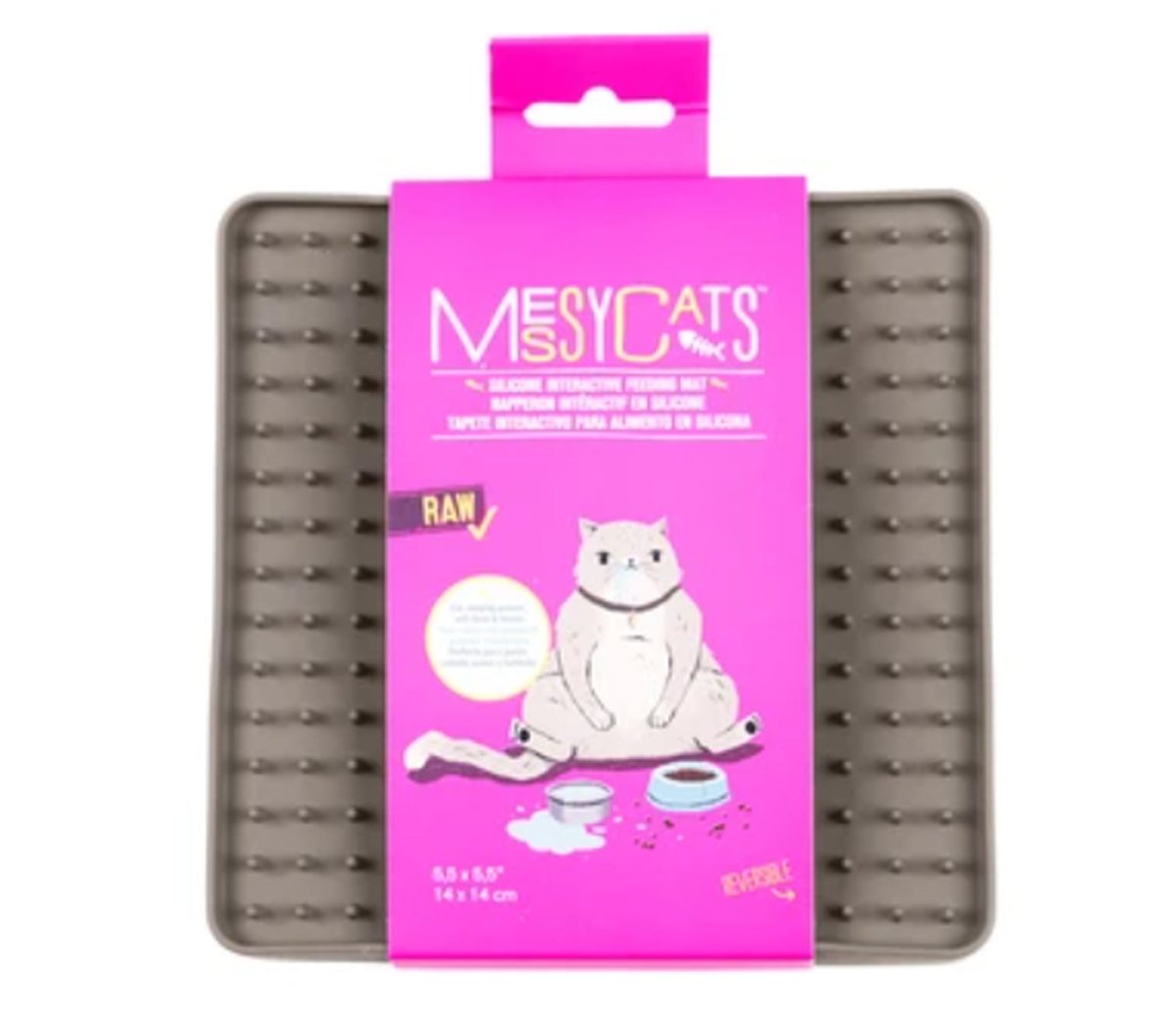 Messy Mutts Cat Silicone Interactive Feeding Mat Grey - Pets Perfect