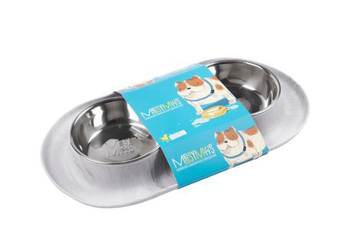 Messy Mutts Dog Double Feeder Marble 1.5 Cup - Pets Perfect