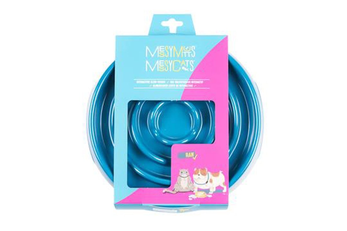 Messy Mutts Dog Cat Slow Feeder Blue 1.75 Cups - Pets Perfect