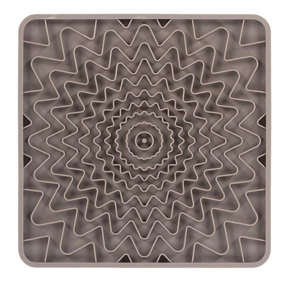 Messy Mutts Dog Framed Silicone Interactive Licking Mat, 10 in x 10 in Grey