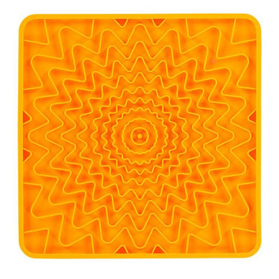 Messy Mutts Dog Framed Silicone Interactive Licking Mat, 10 in x 10 in Orange