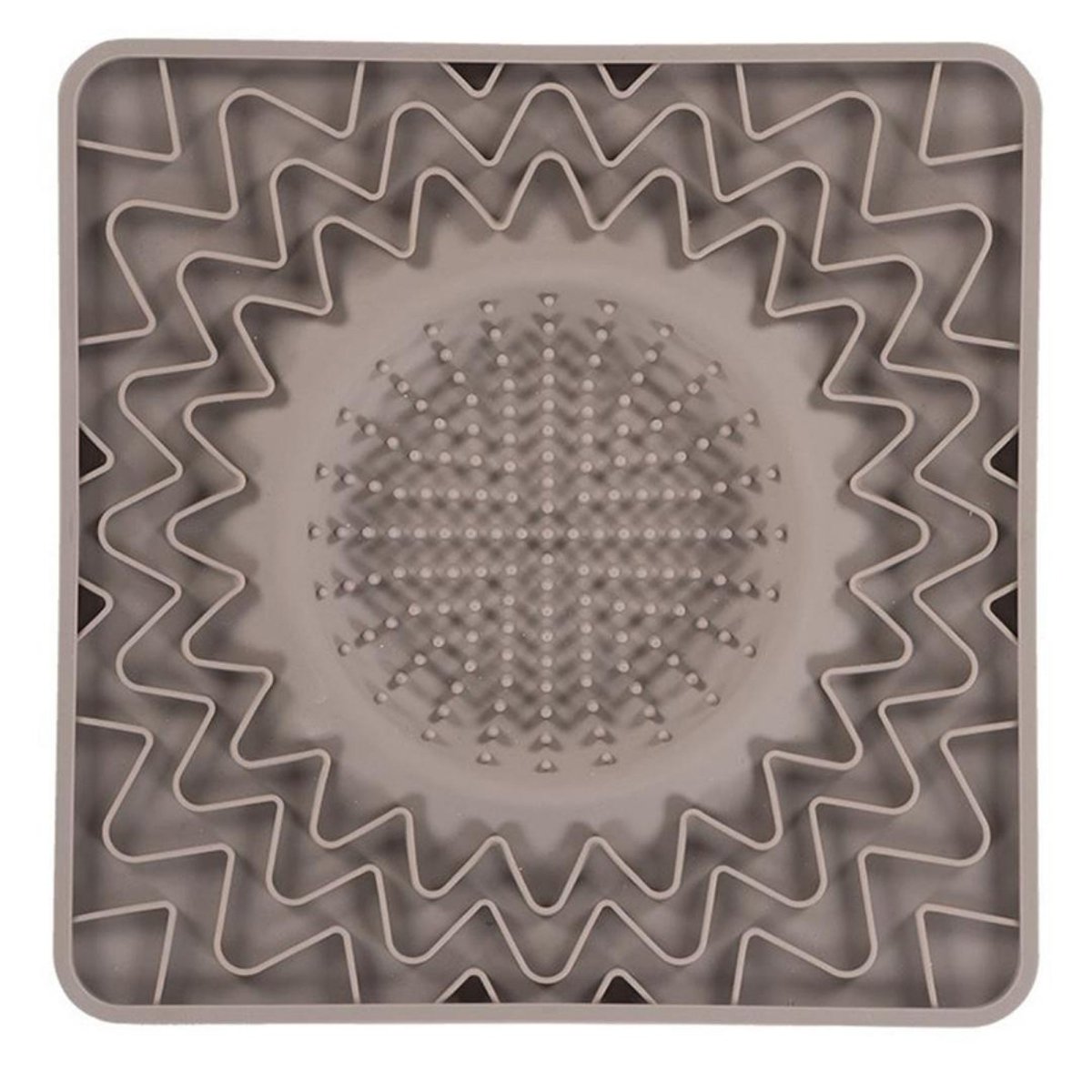 Messy Mutts Dog Cat Framed Silicone Interactive Licking Bowl Mat 10In X 10In Grey - Pets Perfect