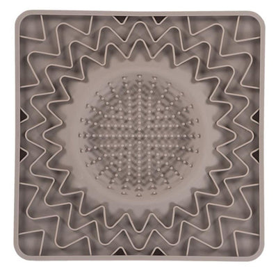 Messy Mutts Dog Cat Framed Silicone Interactive Licking Bowl Mat, 10 in x 10 in Grey