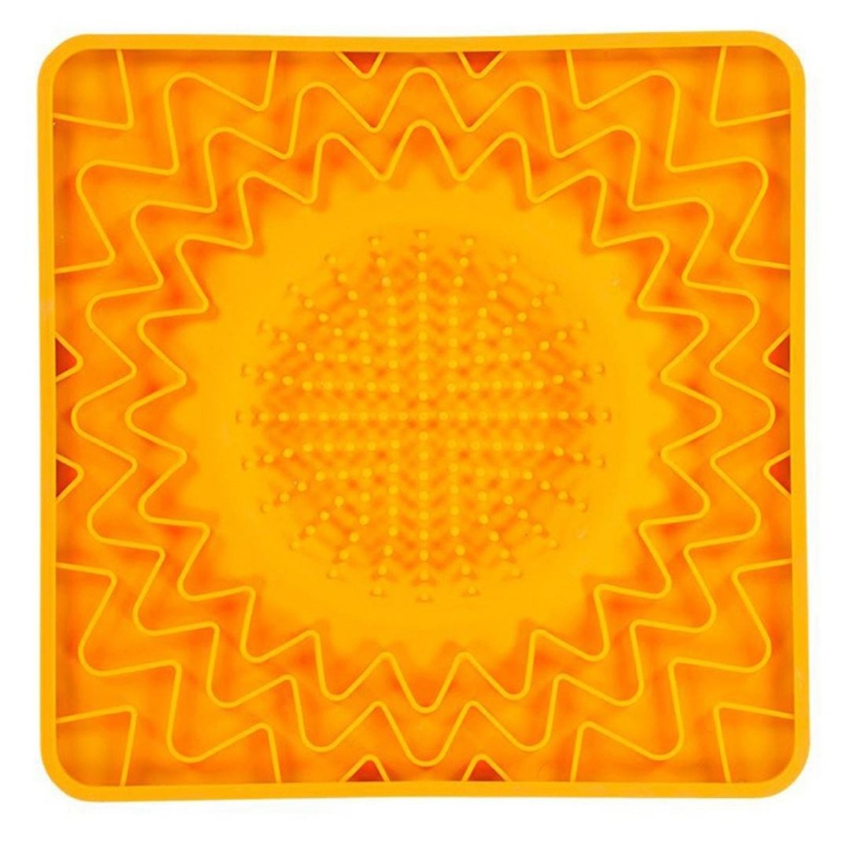 Messy Mutts Dog Cat Framed Silicone Interactive Licking Bowl Mat 10In X 10In Orange - Pets Perfect