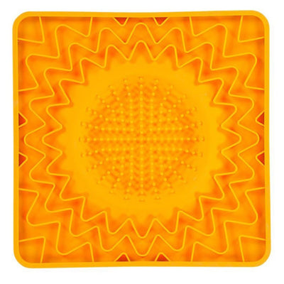Messy Mutts Dog Cat Framed Silicone Interactive Licking Bowl Mat, 10 in x 10 in Orange