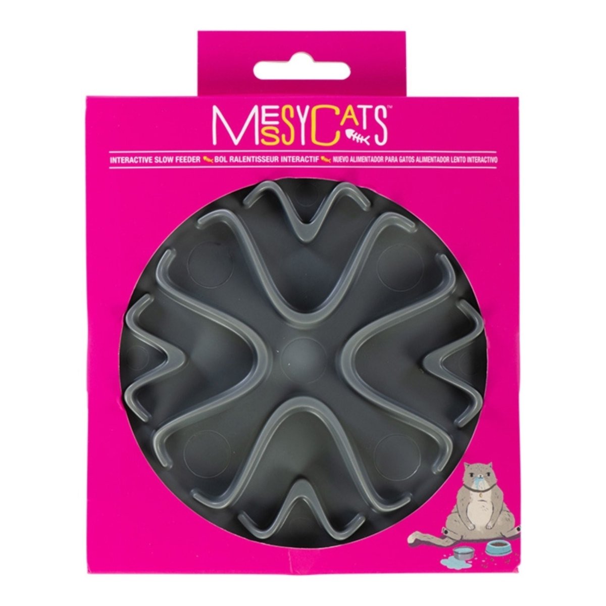 Messy Mutts Cat Interactive Feeder Gray 6 Inches - Pets Perfect