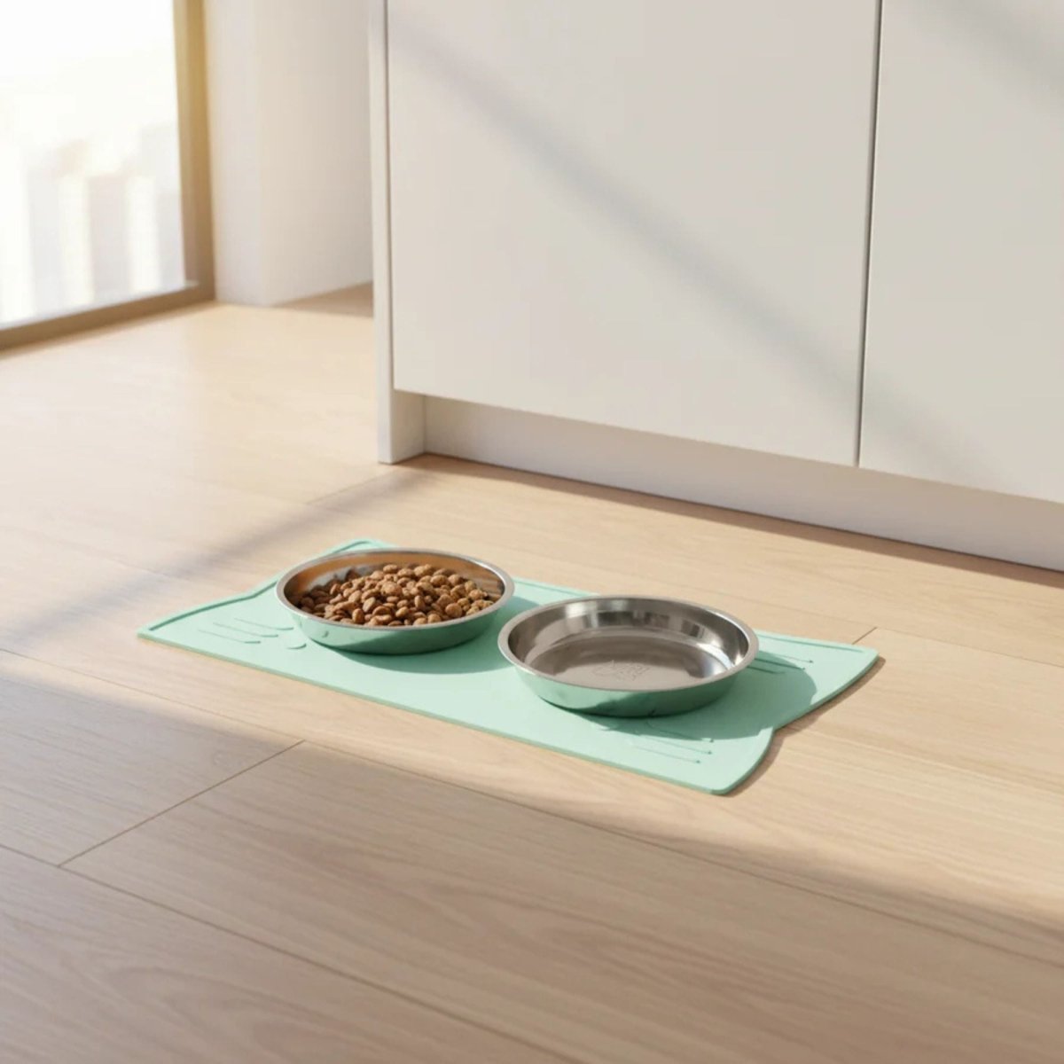 Messy Mutts Cat Silicone Bowl Mat Mint - Pets Perfect
