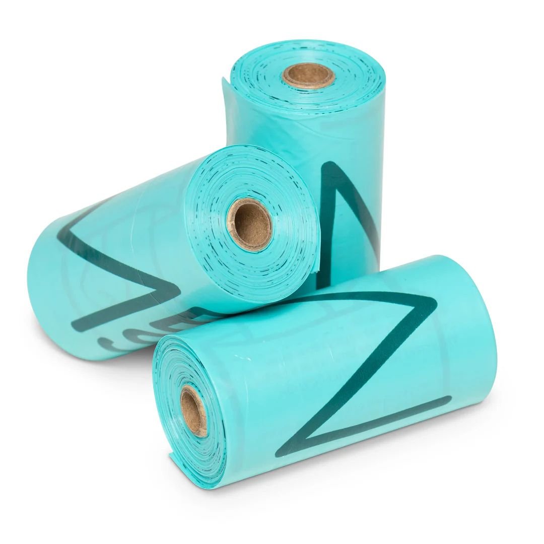 Messy Mutts Dog Advanced Biorecycle Poop Bag Teal 24 Pack Individual Refill Rolls - Pets Perfect