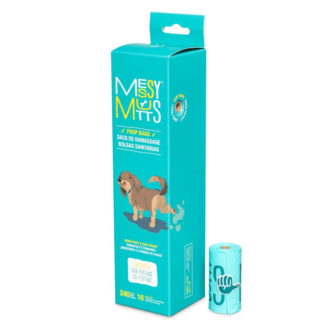 Messy Mutts Dog Advanced Biorecycle Poop Bag Teal 16 Rolls 240 Count - Pets Perfect