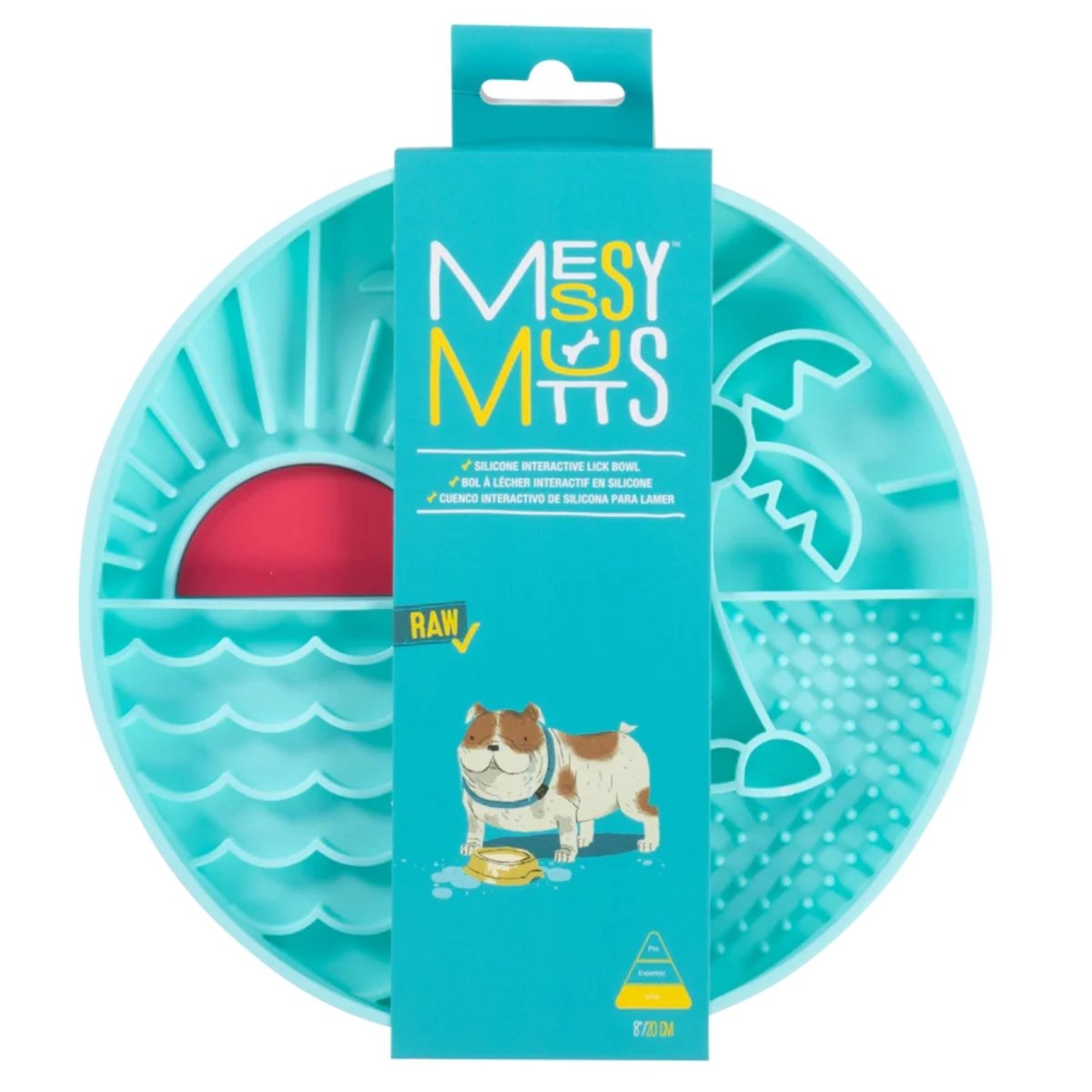 Messy Mutts Dog Silicone Interactive Lick Bowl Beach Pattern Teal - Pets Perfect