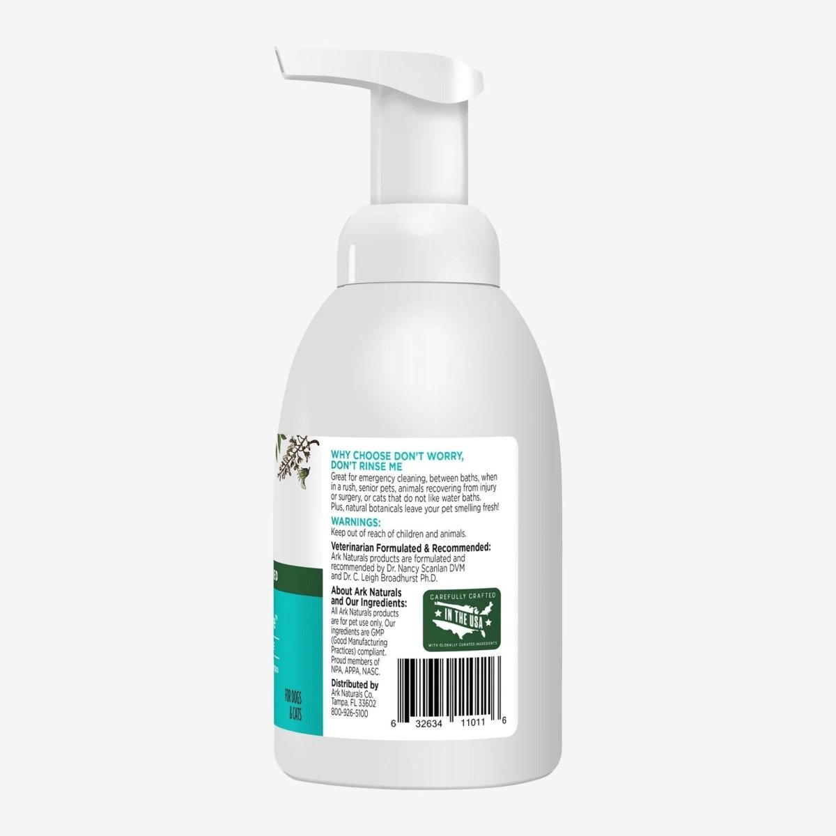 Ark Naturals DonT Worry DonT Rinse Me Waterless Dog And Cat Shampoo, 18oz. Bottle - Pets Perfect