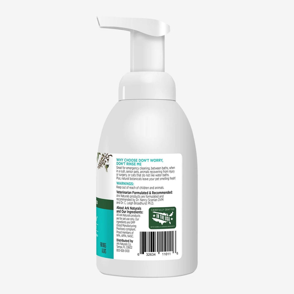 Ark Naturals Don't Worry Don't Rinse Me Waterless Dog And Cat Pet Shampoo, 18 oz. Bottle