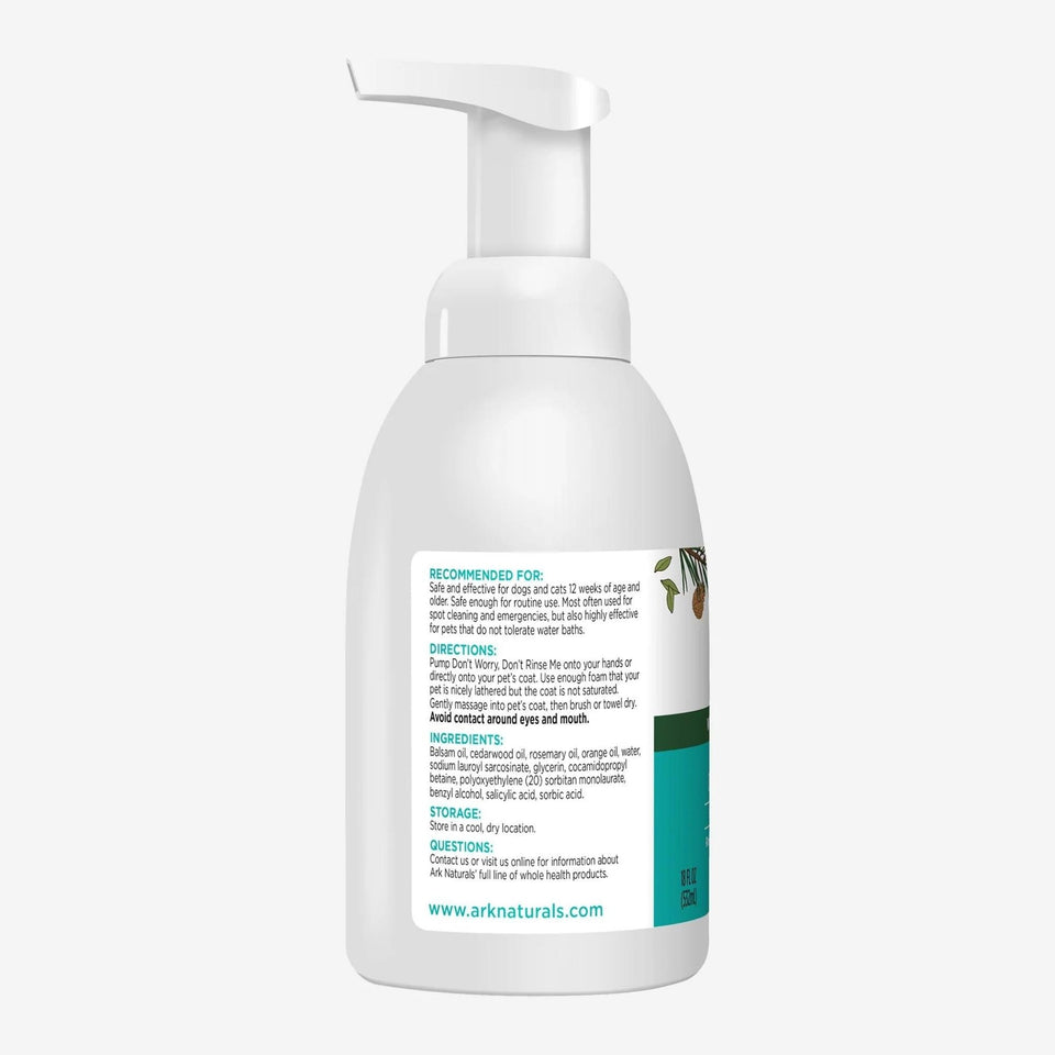 Ark Naturals Don't Worry Don't Rinse Me Waterless Dog And Cat Pet Shampoo, 18 oz. Bottle