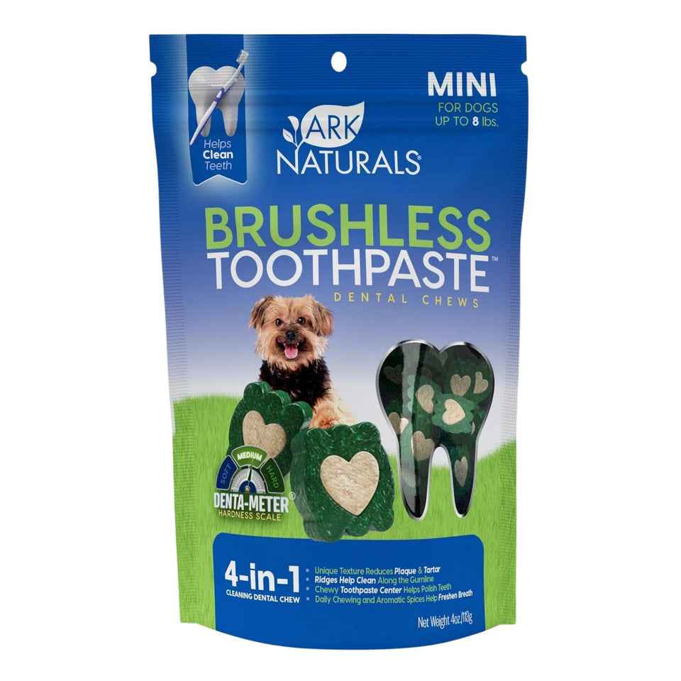 Ark Naturals Breath-Less Brushless Toothpaste Mini Dog & Cat Dog Chews, 4-oz. Bag