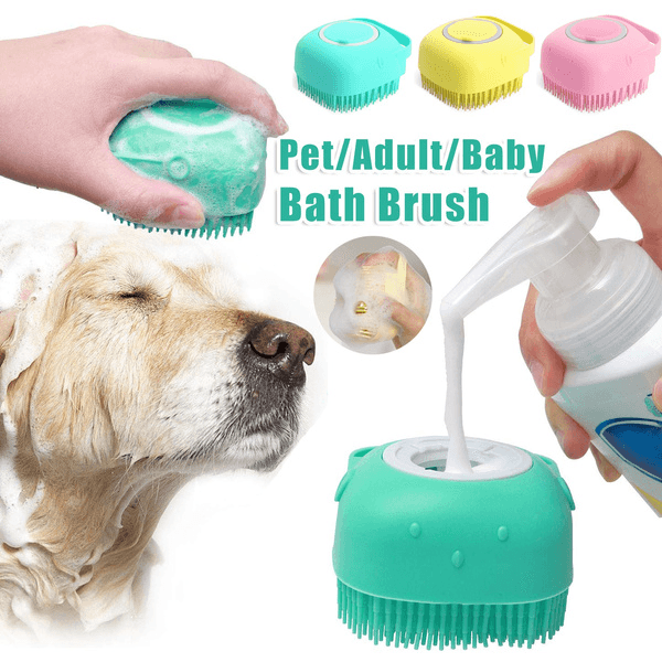 Silicone Pet Grooming Bath Brush - Massage Brush for Dogs & Cats - Pets Perfect