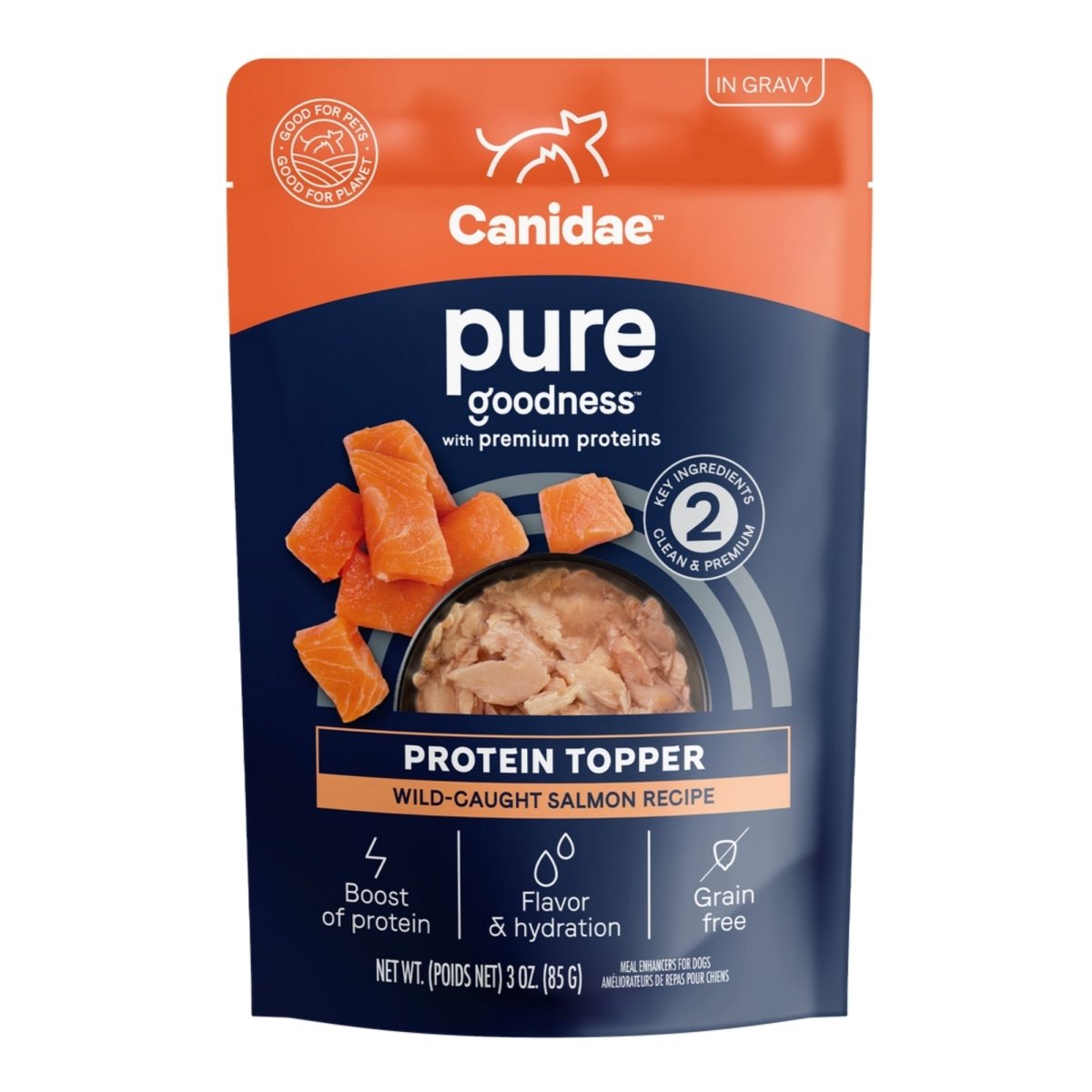 CANIDAE PURE Goodness Protein Topper for Dogs Wild - Caught Salmon in Gravy, 12ea/3 oz - Pets Perfect
