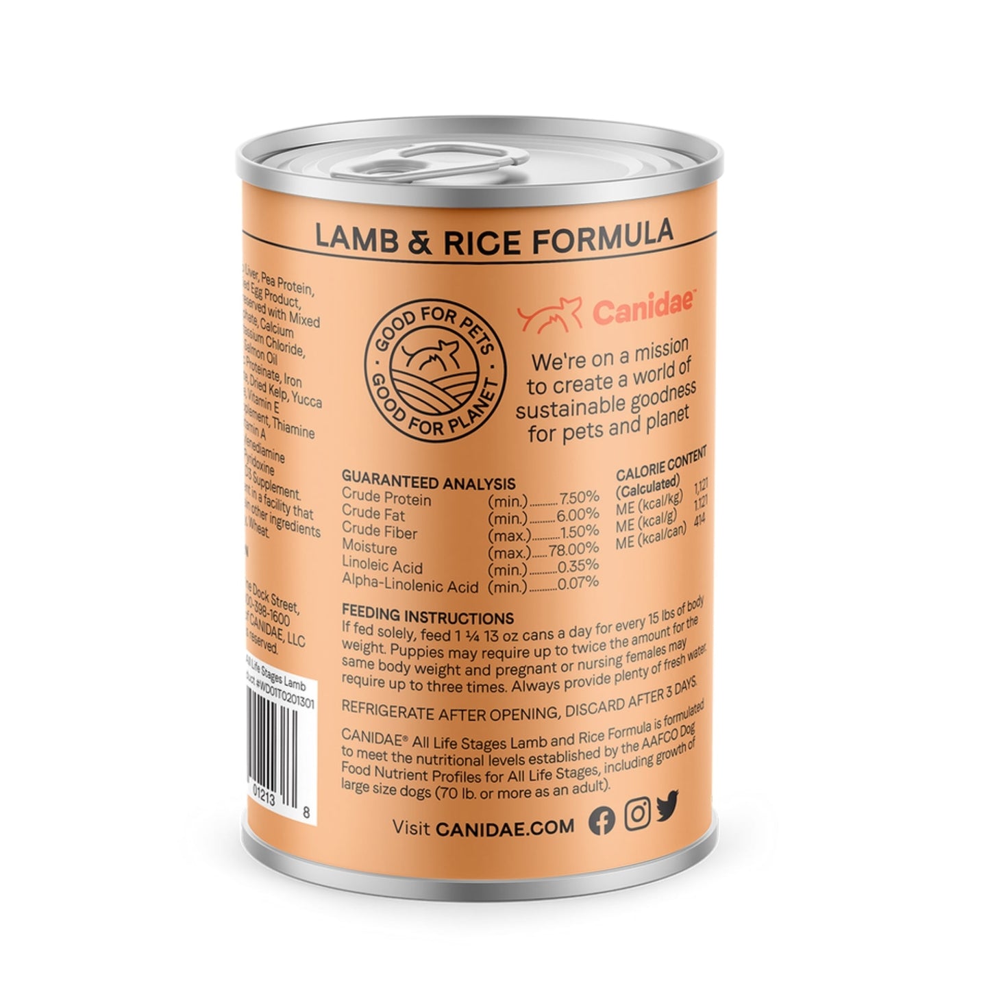 CANIDAE All Life Stages Canned Dog Food Lamb  Rice, 12ea/13 oz