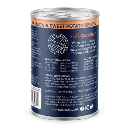 CANIDAE PURE Goodness GrainFree LID Canned Dog Food Salmon and Sweet Potato, 12ea/13 oz - Pets Perfect