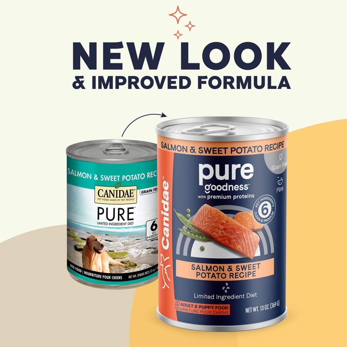 CANIDAE PURE Goodness GrainFree LID Canned Dog Food Salmon and Sweet Potato, 12ea/13 oz - Pets Perfect