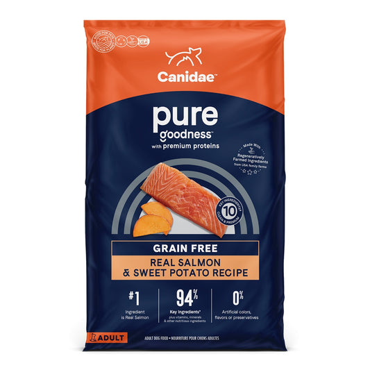 CANIDAE PURE Farm To Bowl GrainFree LID Dry Dog Food Salmon  Sweet Potato, 1ea/22 lb