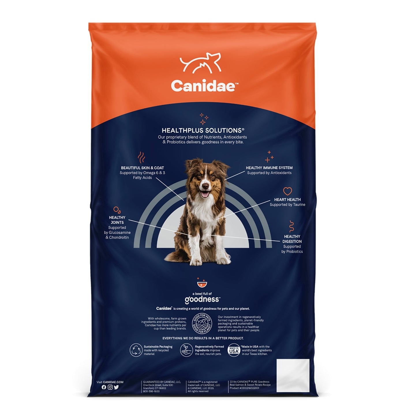 CANIDAE PURE Farm To Bowl GrainFree LID Dry Dog Food Salmon Sweet Potato, 1ea/4 lb bag for healthy dog nutrition