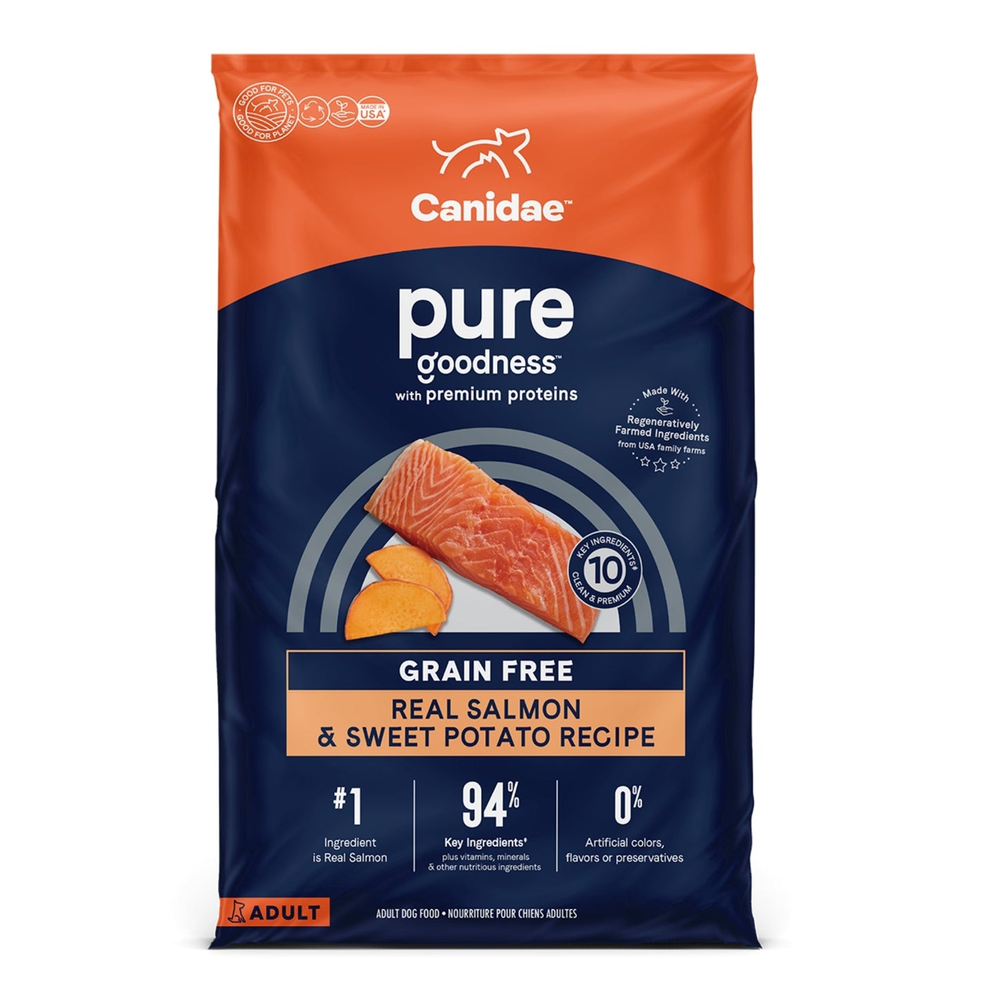 CANIDAE PURE Farm To Bowl GrainFree LID Dry Dog Food Salmon Sweet Potato, 1ea/4 lb available at the ultimate destination for pet supplies