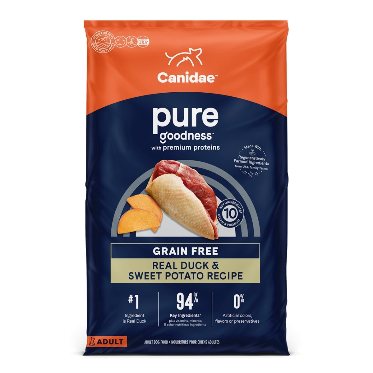 CANIDAE PURE Grain - Free Duck Dry Dog Food - Limited Ingredient, 22 lb - Pets Perfect