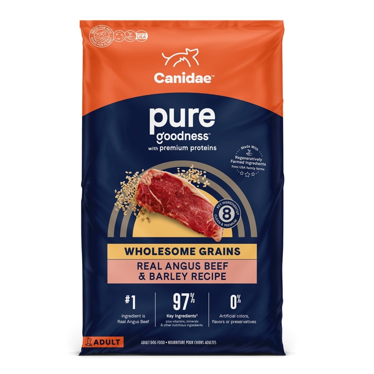 CANIDAE PURE Farm To Bowl Dry Dog Food | Beef & Barley with Wholesome Grains 4 lb - Pets Perfect