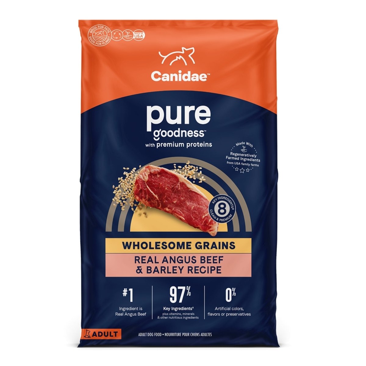 CANIDAE PURE Farm To Bowl Dry Dog Food | Beef & Barley with Wholesome Grains 22 lb - Pets Perfect