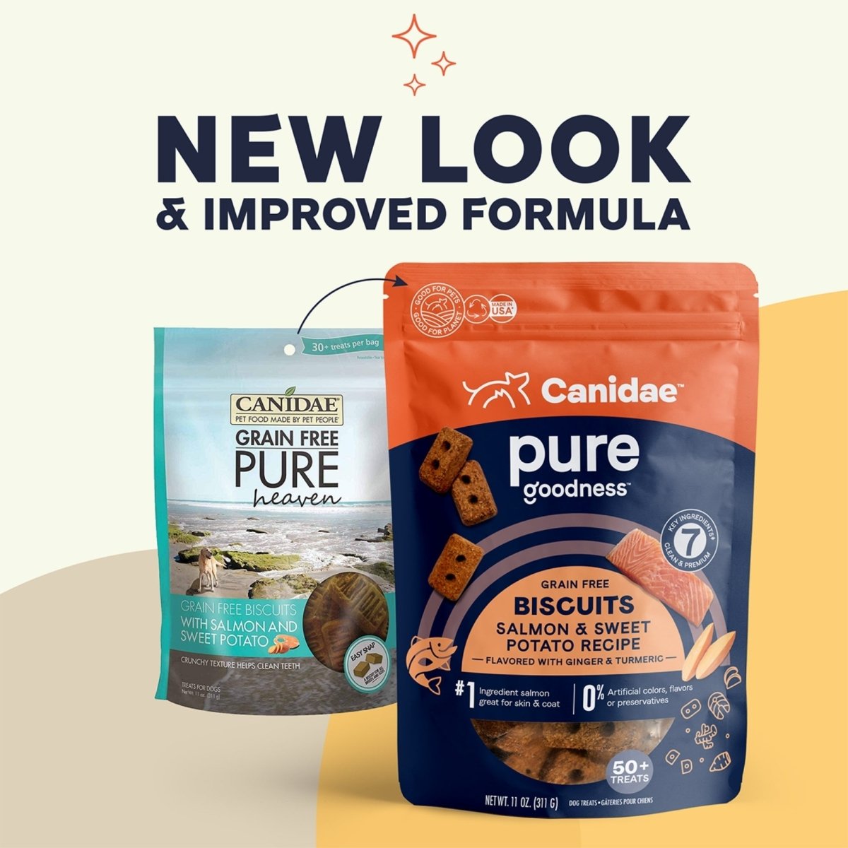CANIDAE PURE Goodness Grain - Free Biscuit Dog Treats Salmon & Sweet Potato 11oz - Pets Perfect