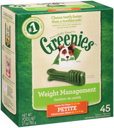 Greenies Weight Management Dog Dental Dog Treats Petite, 27 oz, 45 ct