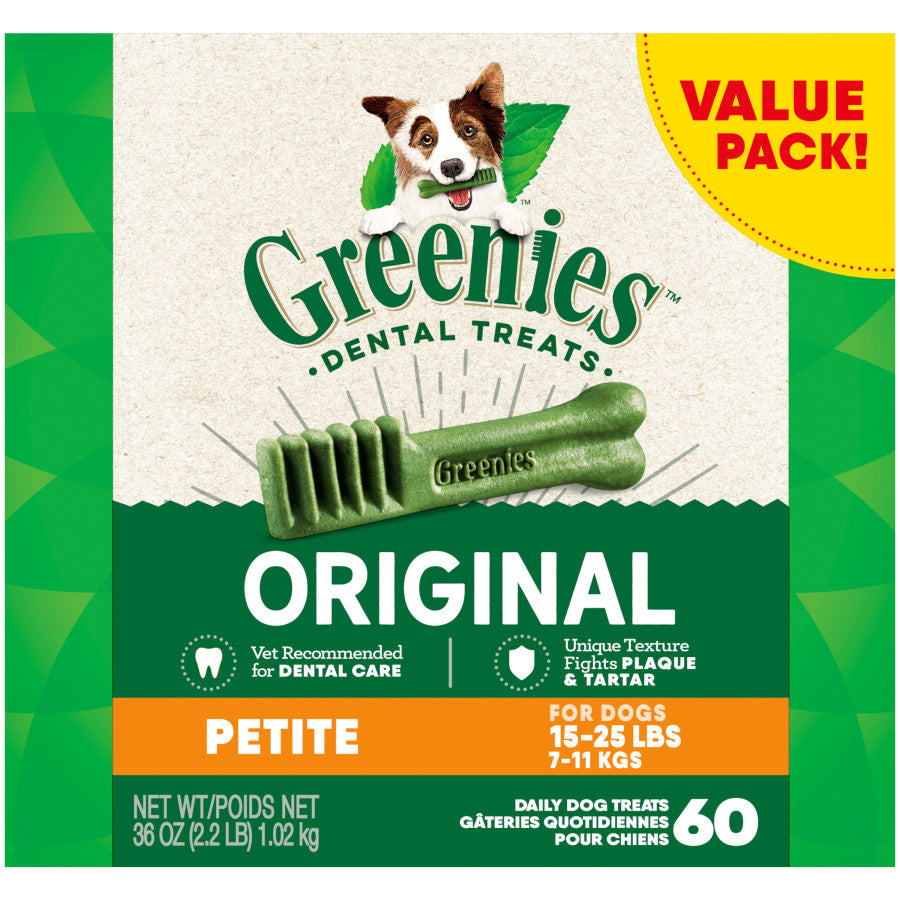 Greenies Dog Dental Dog Treats Petite, Original, 36 oz, 60 ct