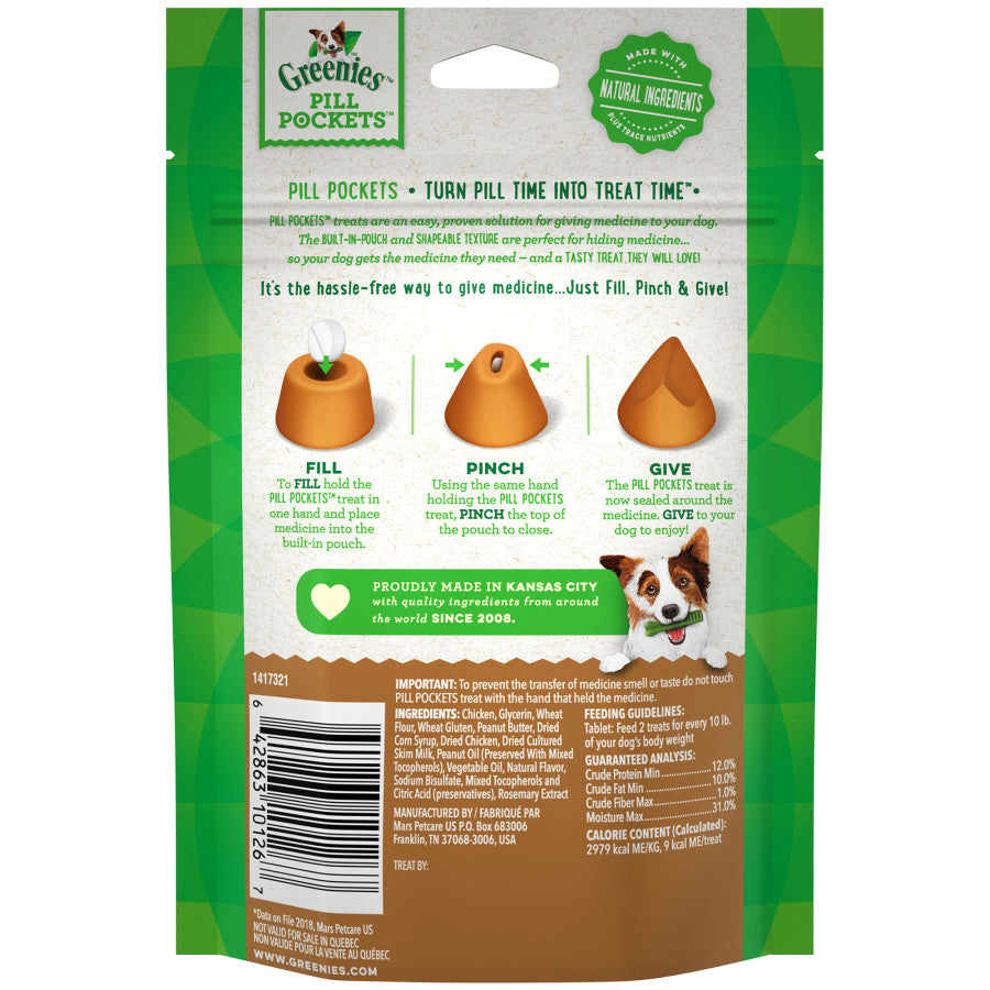 Greenies Pill Pockets for Tablets Peanut Butter, 30 ct, 3.2 oz