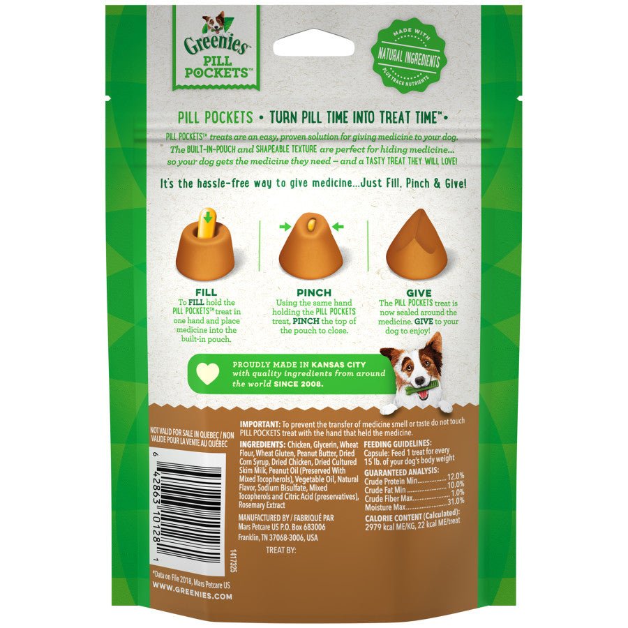 Greenies Pill Pockets for Capsules Peanut Butter, 1ea/30 ct, 7.9 oz - Pets Perfect