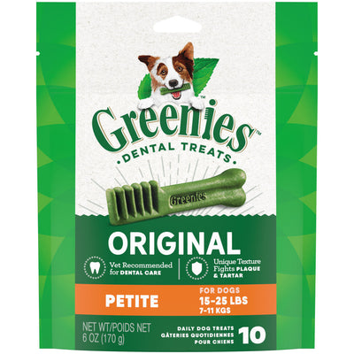 Greenies Dog Dental Dog Treats Petite, Original, 6 oz, 10 ct