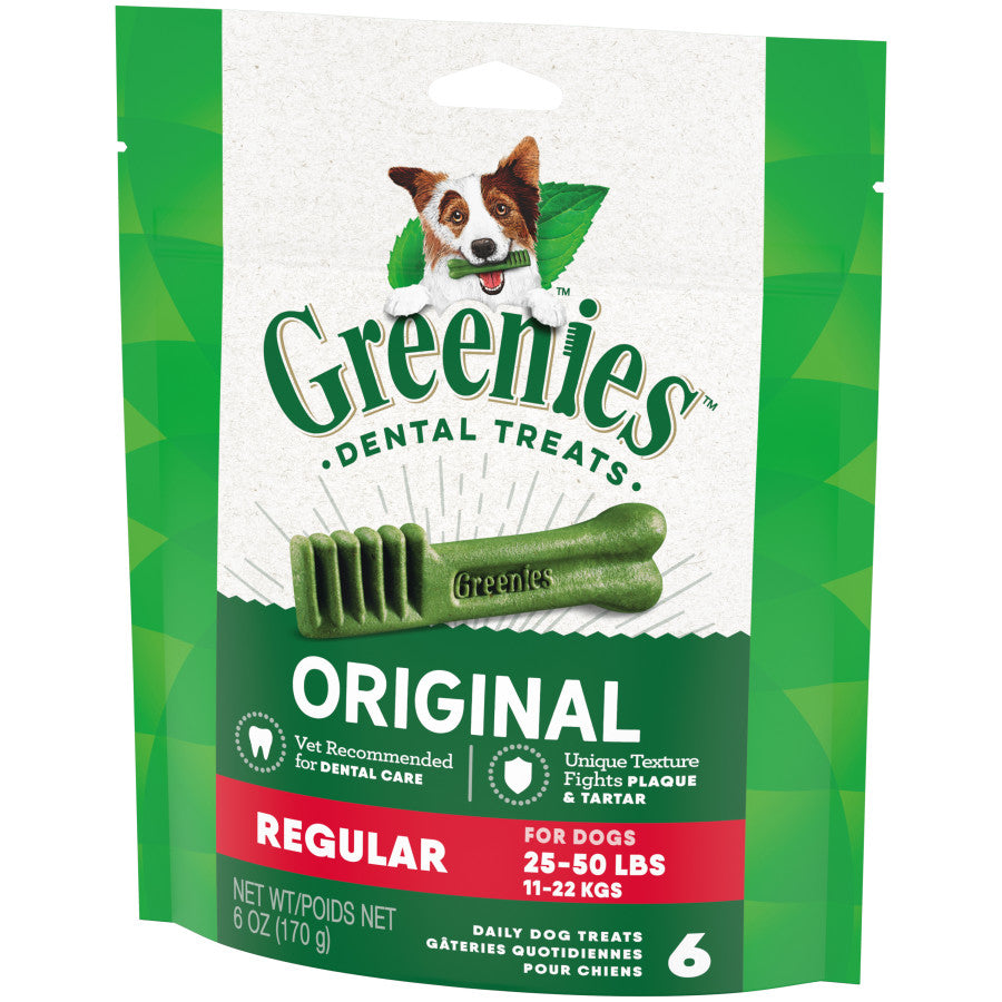 Greenies Dog Dental Dog Treats Regular, Original, 6 oz, 6 ct