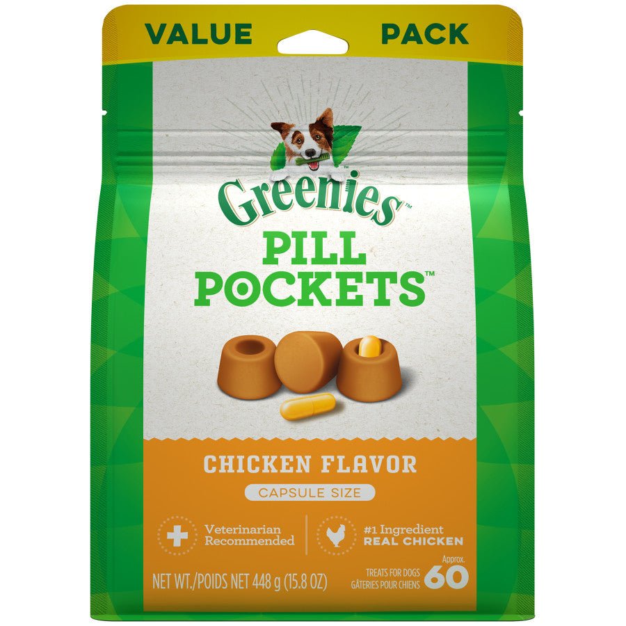 Greenies Pill Pockets for Capsules Chicken, 1ea/60 ct, 15.8 oz - Pets Perfect