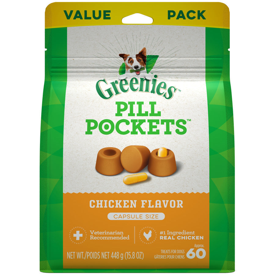 Greenies Pill Pockets for Capsules Chicken, 60 ct, 15.8 oz