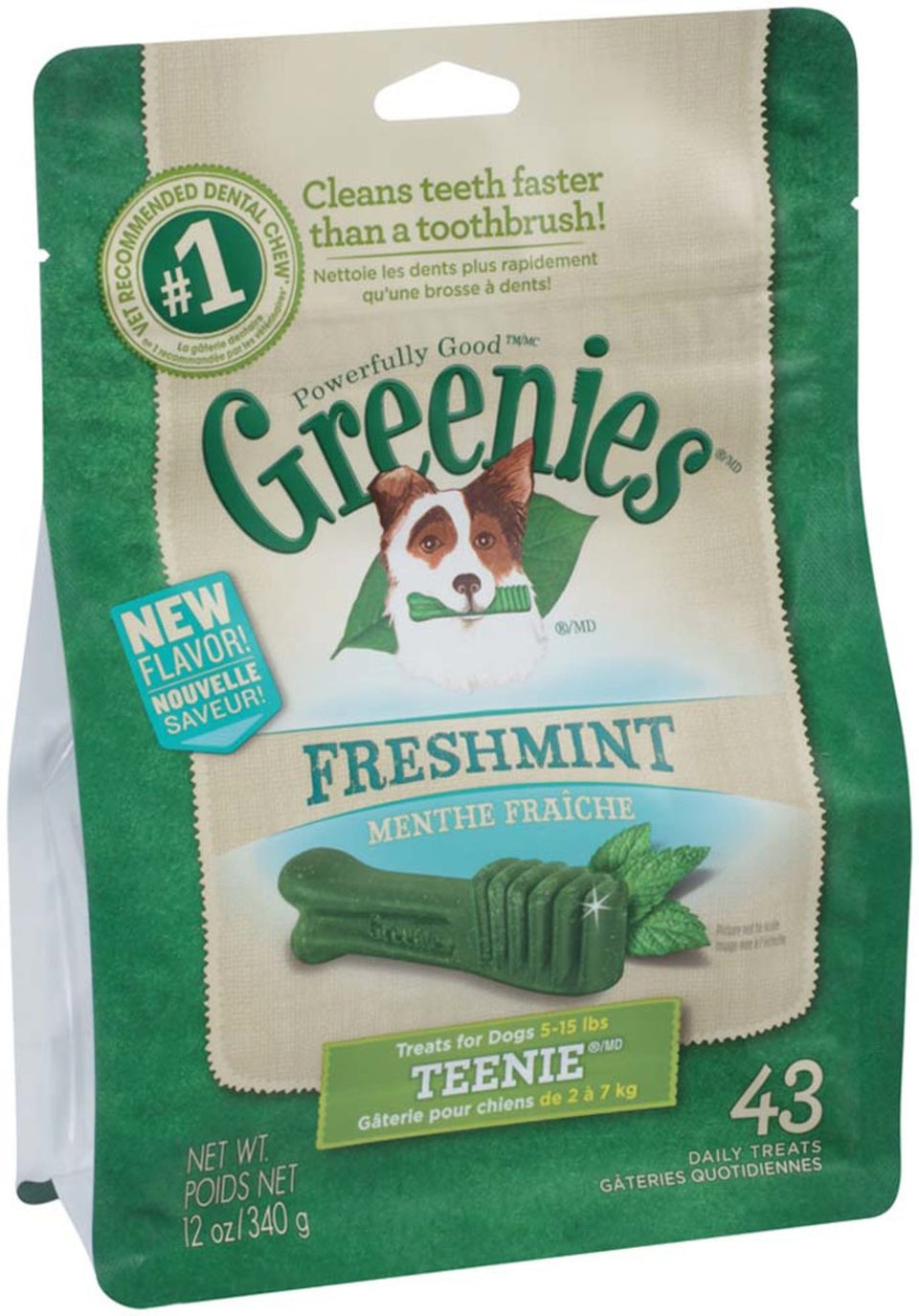 Greenies Dog Dental Dog Treats Teenie, Fresh, 12 oz, 43 ct