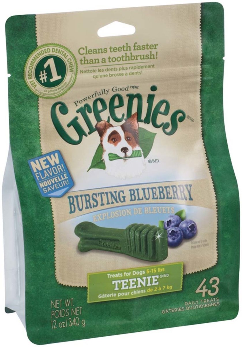 Greenies Dog Dental Treats Teenie, Blueberry, 1ea/12 oz, 43 ct - Pets Perfect
