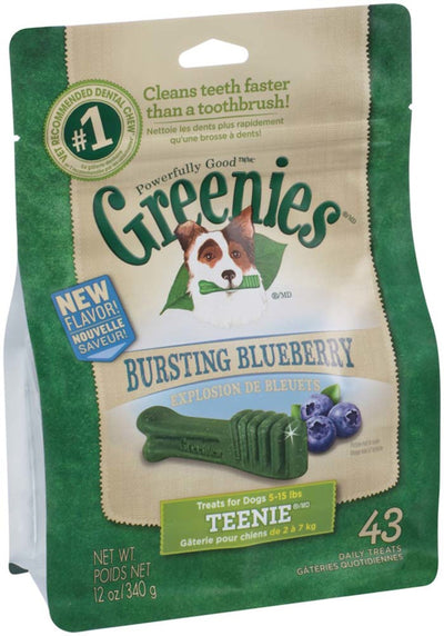Greenies Dog Dental Dog Treats Teenie, Blueberry, 12 oz, 43 ct