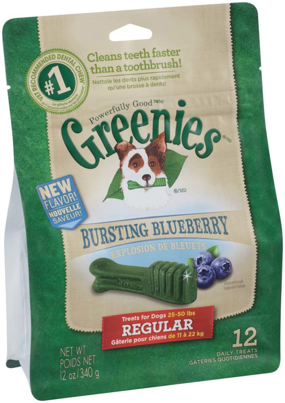 Greenies Dog Dental Dog Treats Regular, Blueberry, 12 oz, 12 ct