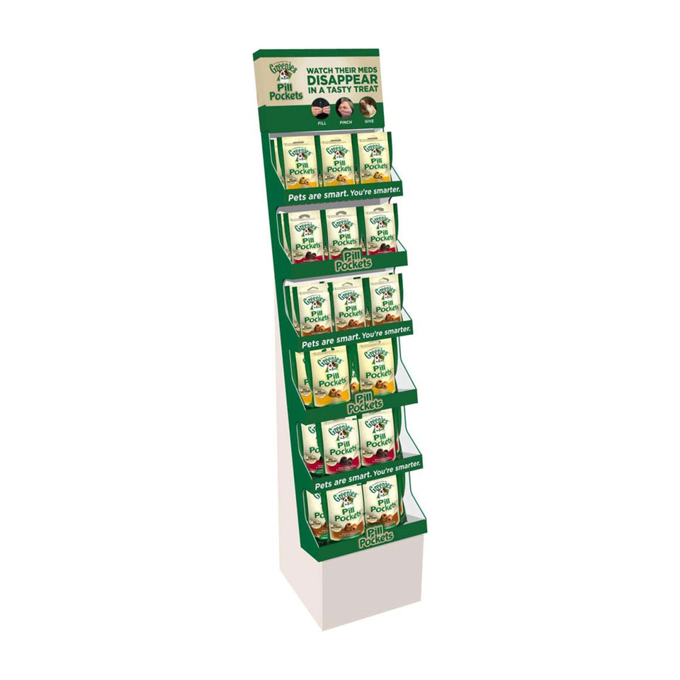 Greenies Canine Pill Pocket Mixed Dog Treat Floorstand/Powerwing Display 33 ct