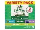Greenies 3Flavor Variety Pack Dog Dental Treat Teenie, 1ea/36 oz, 129 ct - Pets Perfect