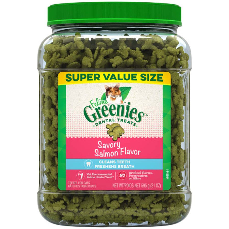 Greenies Feline Adult Cat Dental Cat Treats Savory Salmon, 21 oz