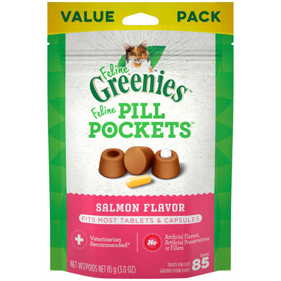 Greenies Feline Pill Pockets Cat Treats Salmon, 3 oz, 85 ct