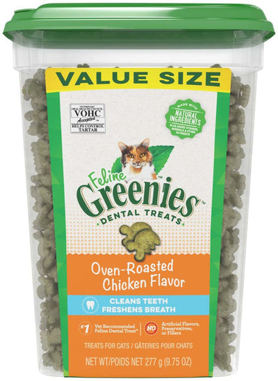 Greenies Feline Adult Cat Dental Cat Treats Oven Roasted Chicken, 9.75 oz