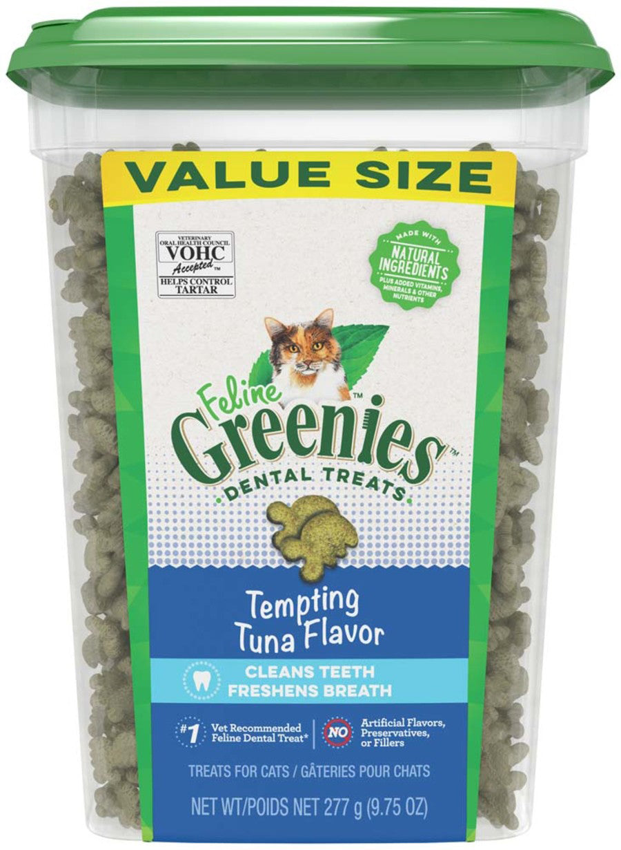Greenies Feline Adult Cat Dental Cat Treats Tempting Tuna, 9.75 oz
