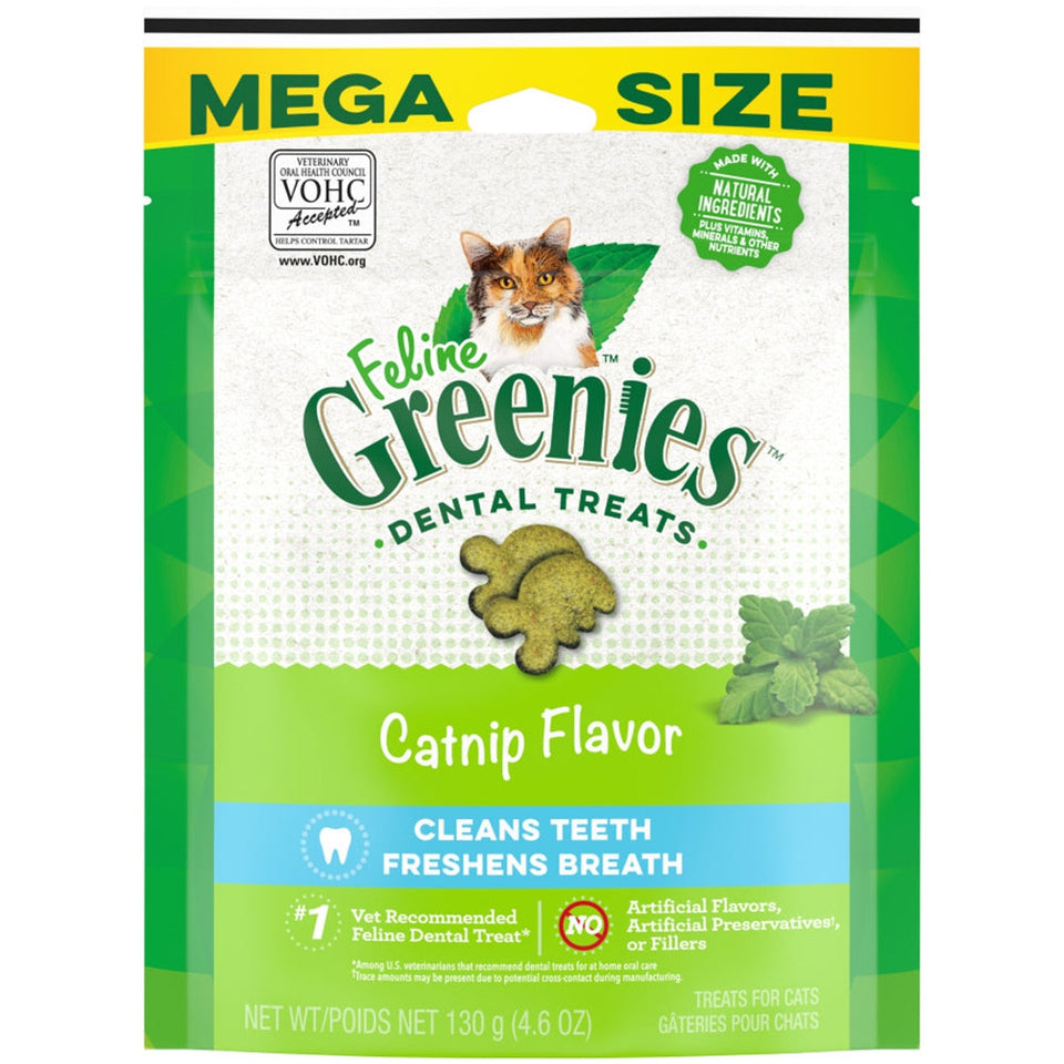 Greenies Feline Adult Cat Dental Cat Treats Catnip, 4.6 oz