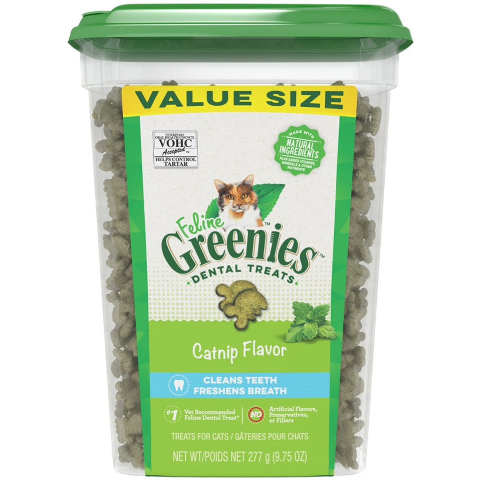Greenies Feline Adult Cat Dental Cat Treats Catnip, 9.75 oz
